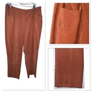TALBOTS STRETCH BURNT ORANGE‎ TROUSER PERFORATED CUT OUT DESIGN PANTS WOMEN 16
